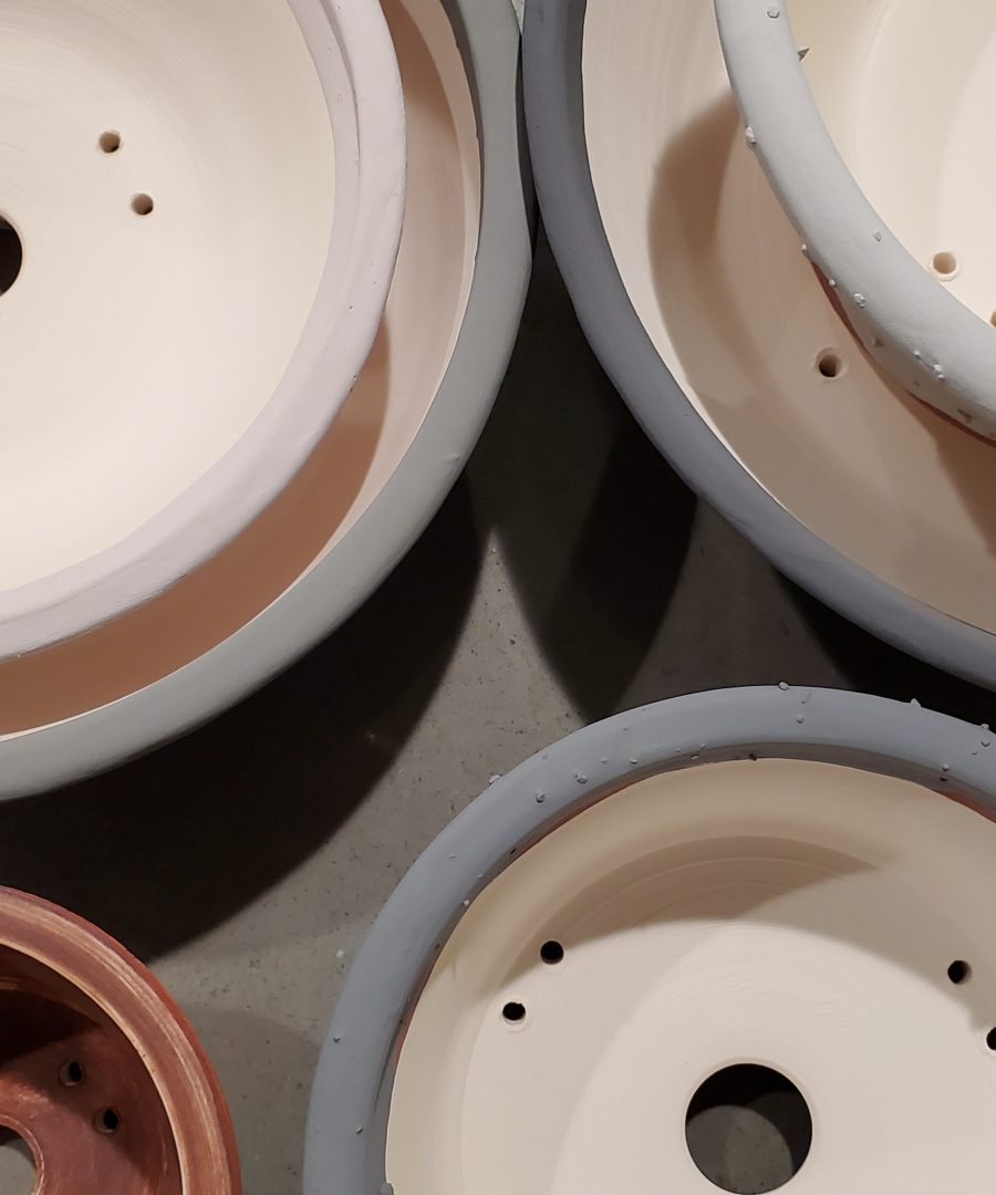 Textured-rim Ceramic Plant Pots