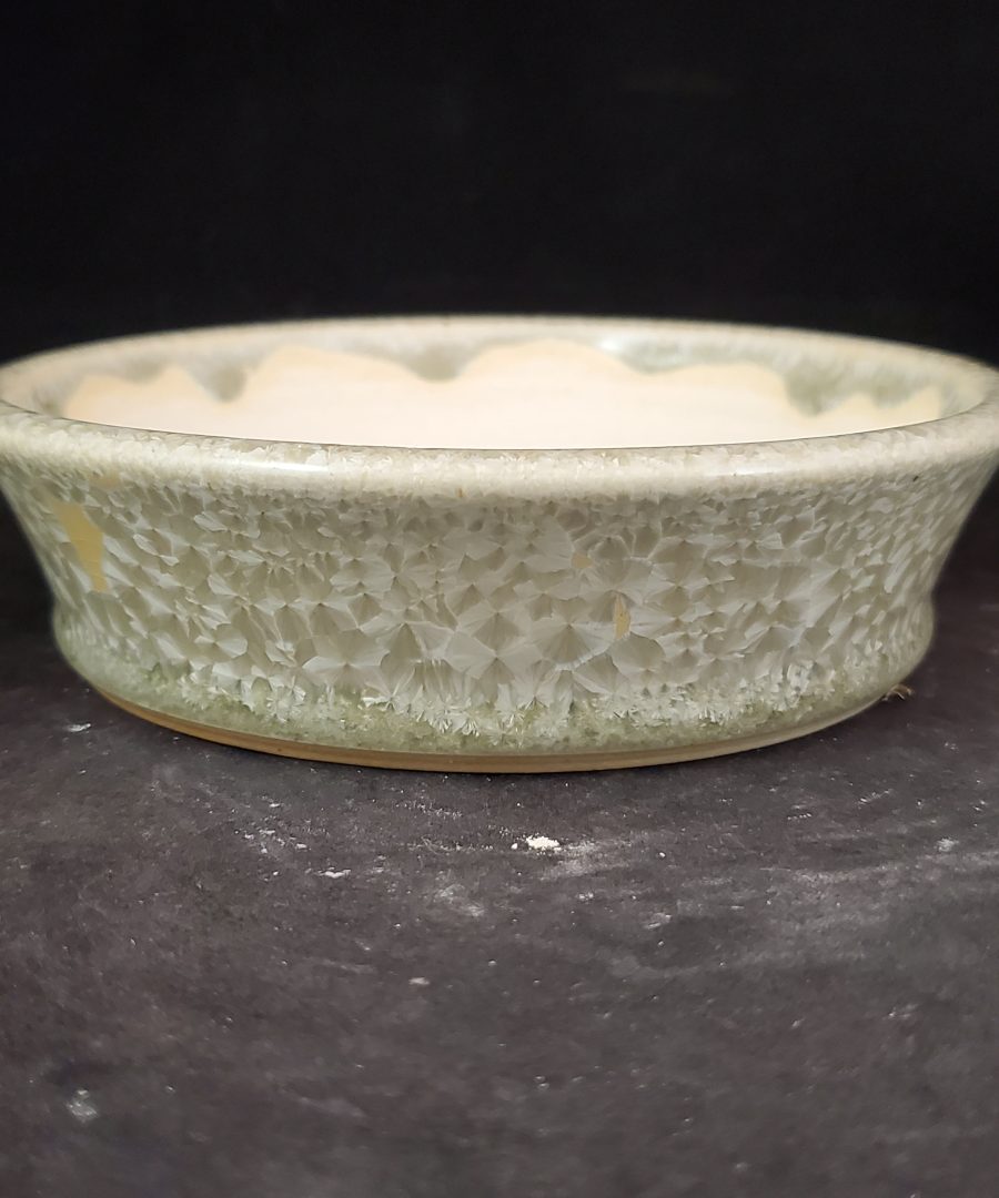Crystalline Glaze Scalloped Interior Ceramic Bonsai Pot