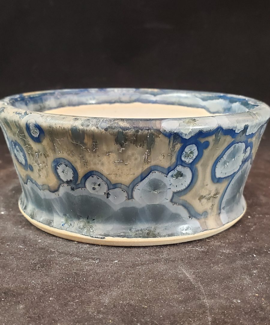 Crackled-marbled Artisanal Ceramic Bonsai Pot