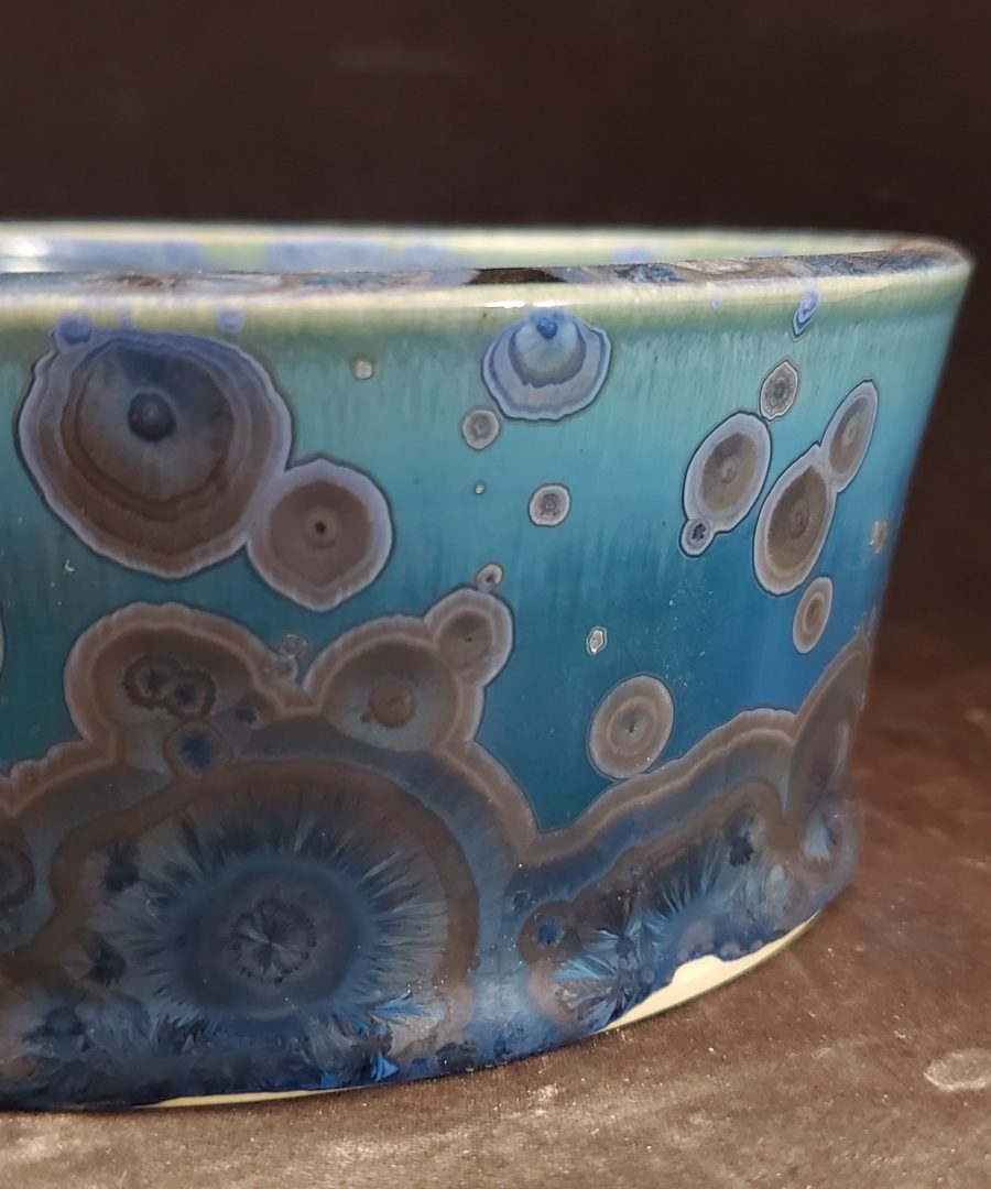 Agate-patterned Starburst Ceramic Bonsai Pot