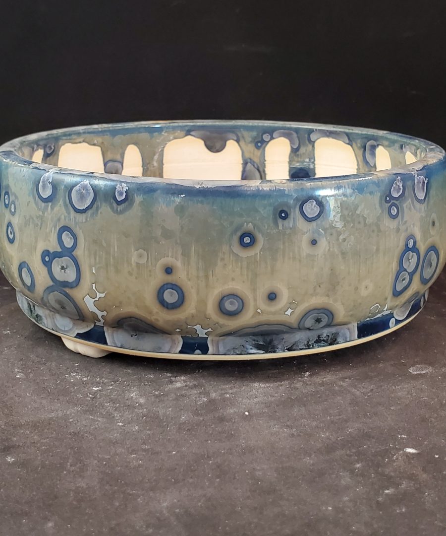 Circular-motif Crystalline Glaze Ceramic Bonsai Pot