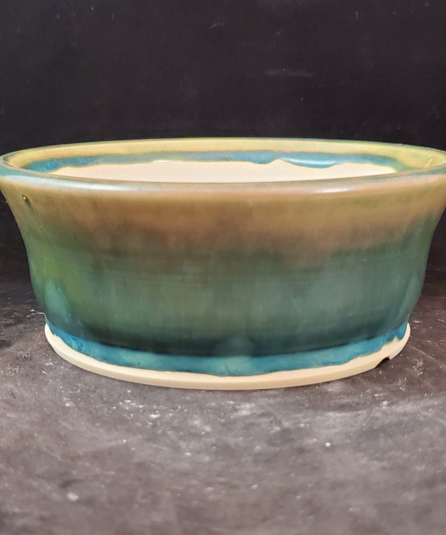 Marbled Glaze Flared-rim Ceramic Bonsai Pot