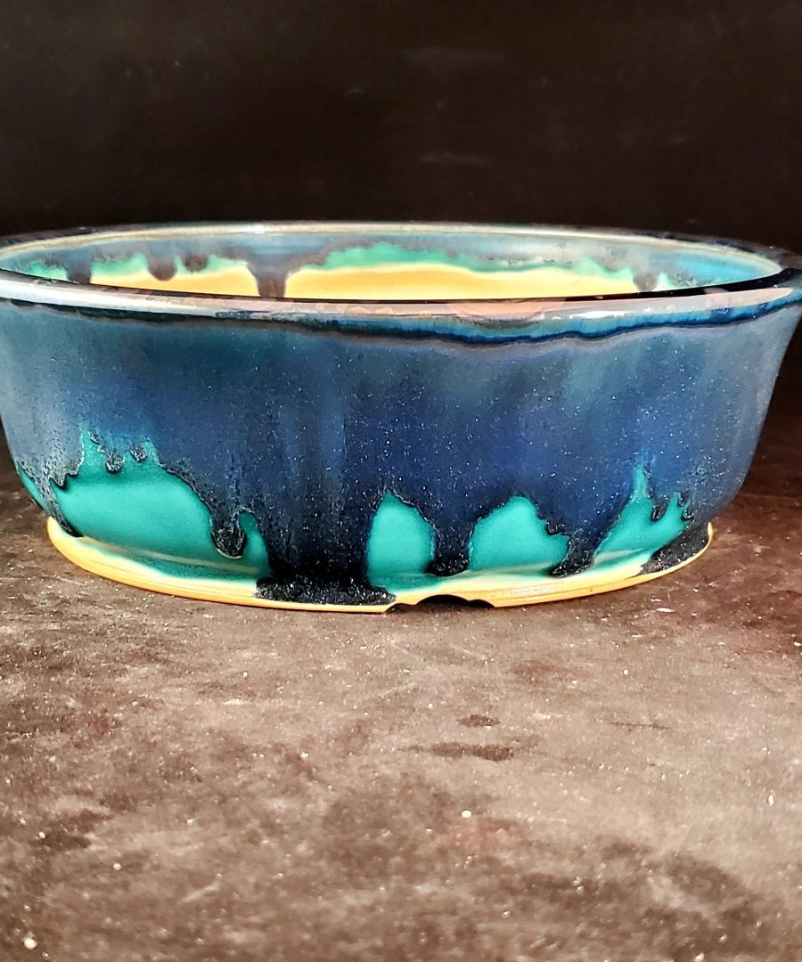 Marbled Dripped Ceramic Bonsai Pot