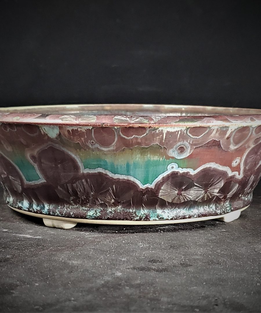 Marbled Crystalline Starburst Ceramic Bonsai Pot