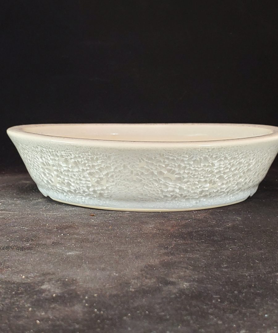 Crackled-ice Glaze Oval Ceramic Bonsai Pot