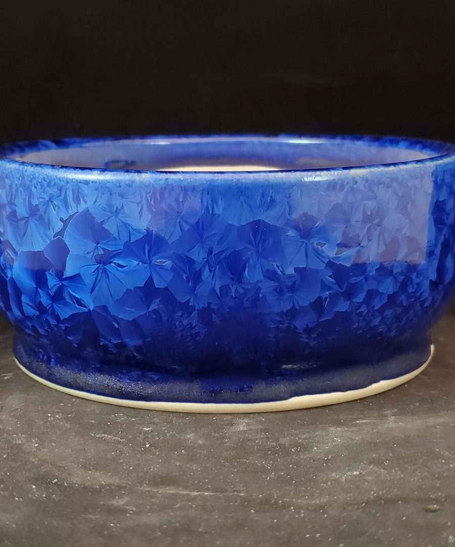 Starburst-motif Crystalline Glaze Ceramic Bonsai Pot