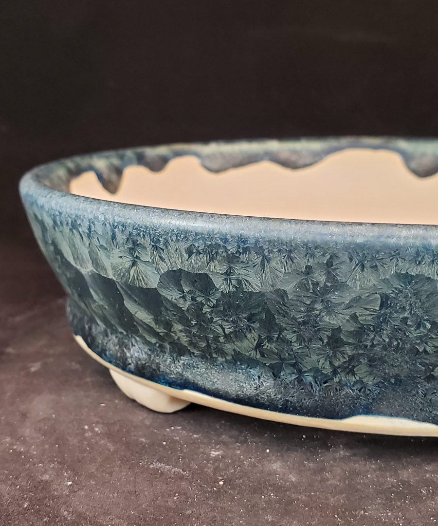 Crystalline Glaze Wavy-rim Ceramic Bonsai Pot