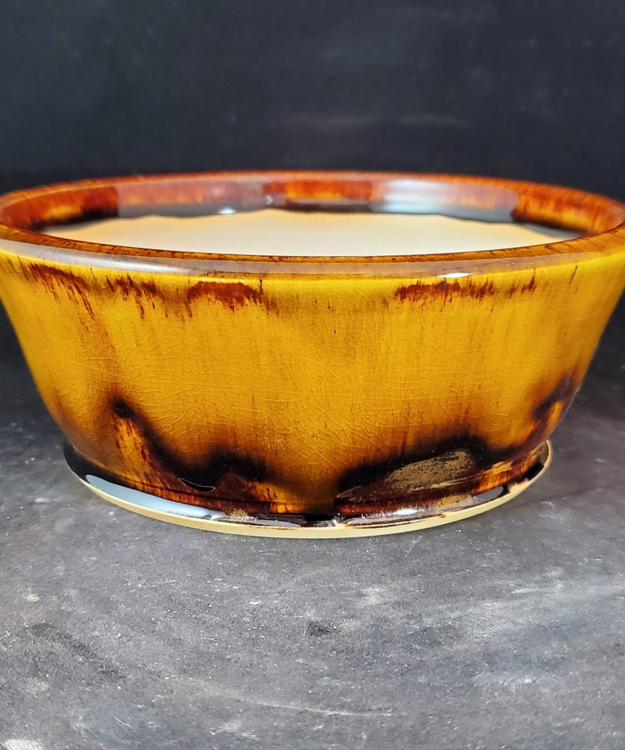 Crackle-glazed Tiger-stripe Ceramic Bonsai Pot
