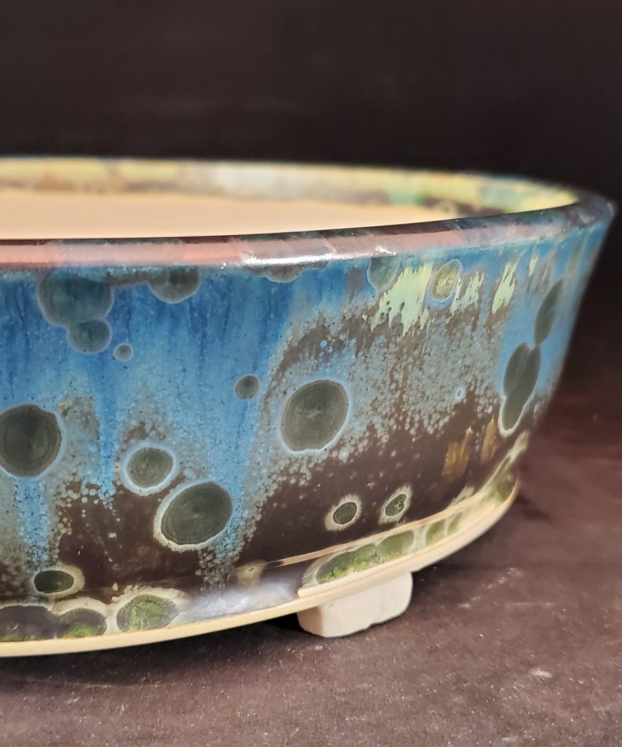 Bubble-spotted Marbled Glaze Ceramic Bonsai Pot