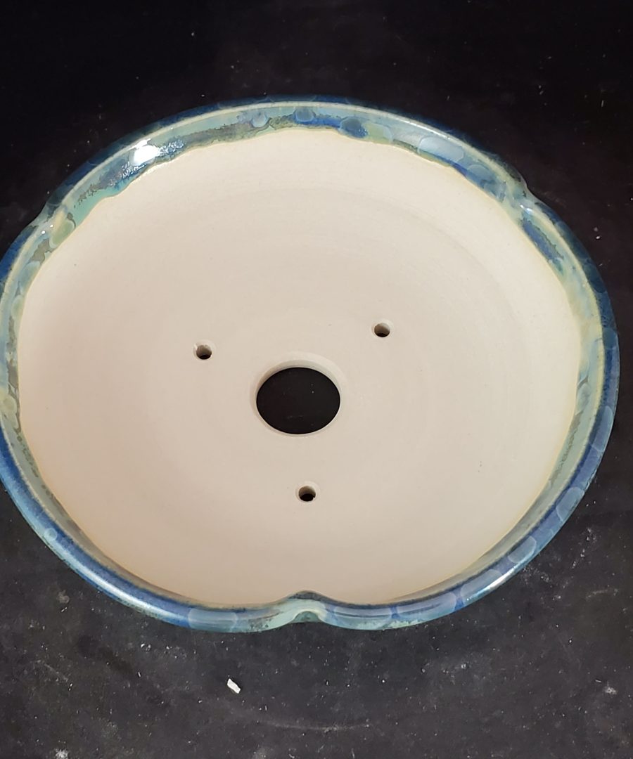 Bubbled-textured Scalloped-rim Ceramic Bonsai Pot