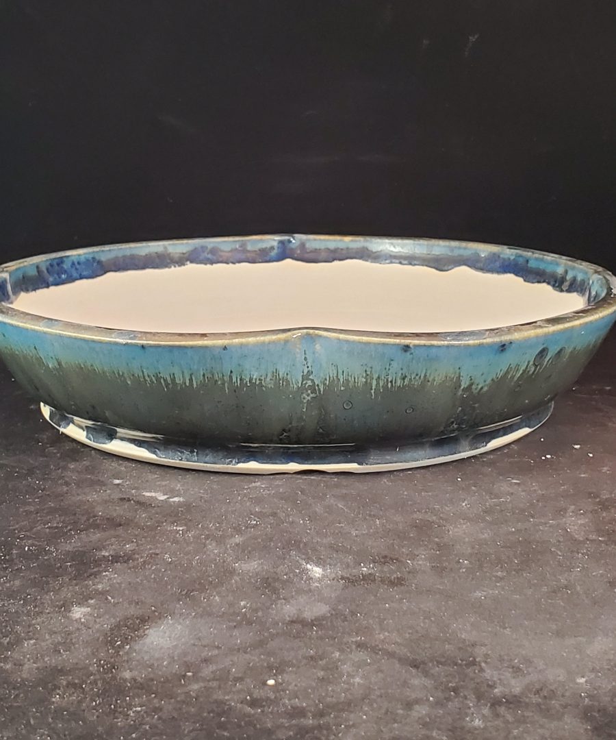 Gradient Glaze Scalloped-rim Ceramic Bonsai Pot