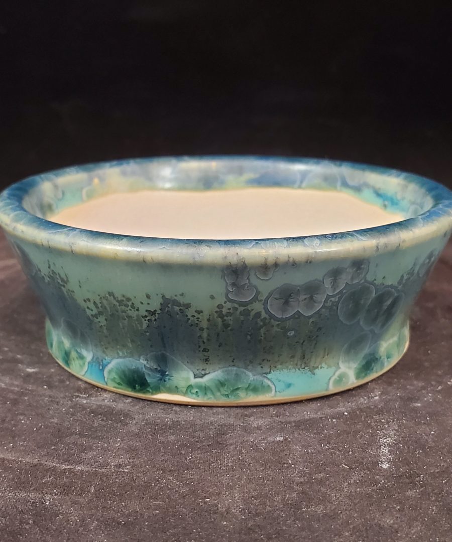 Organic-bubble Marbled Glaze Flared-rim Ceramic Bonsai Pot