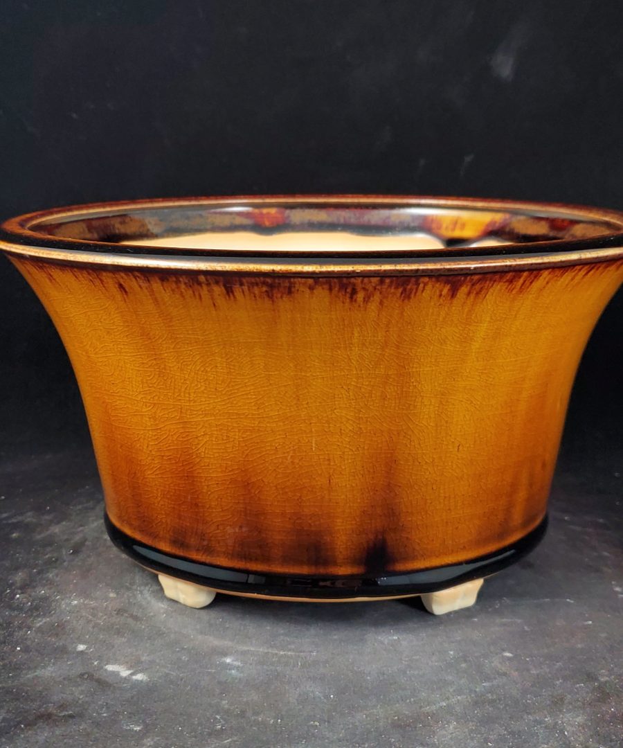 Crackle-glazed Dripped Ceramic Footed Bonsai Pot