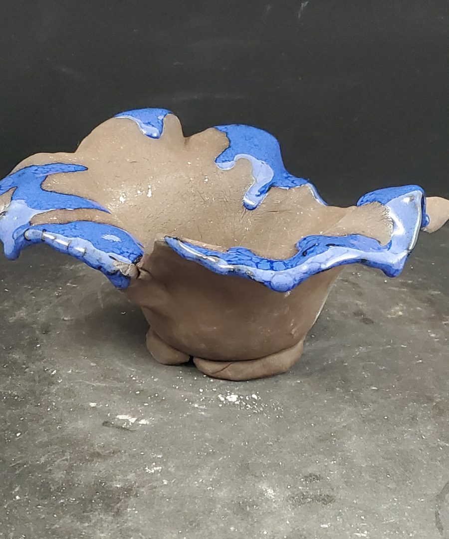 Crackled-glaze Ruffled-rim Ceramic Bonsai Pot