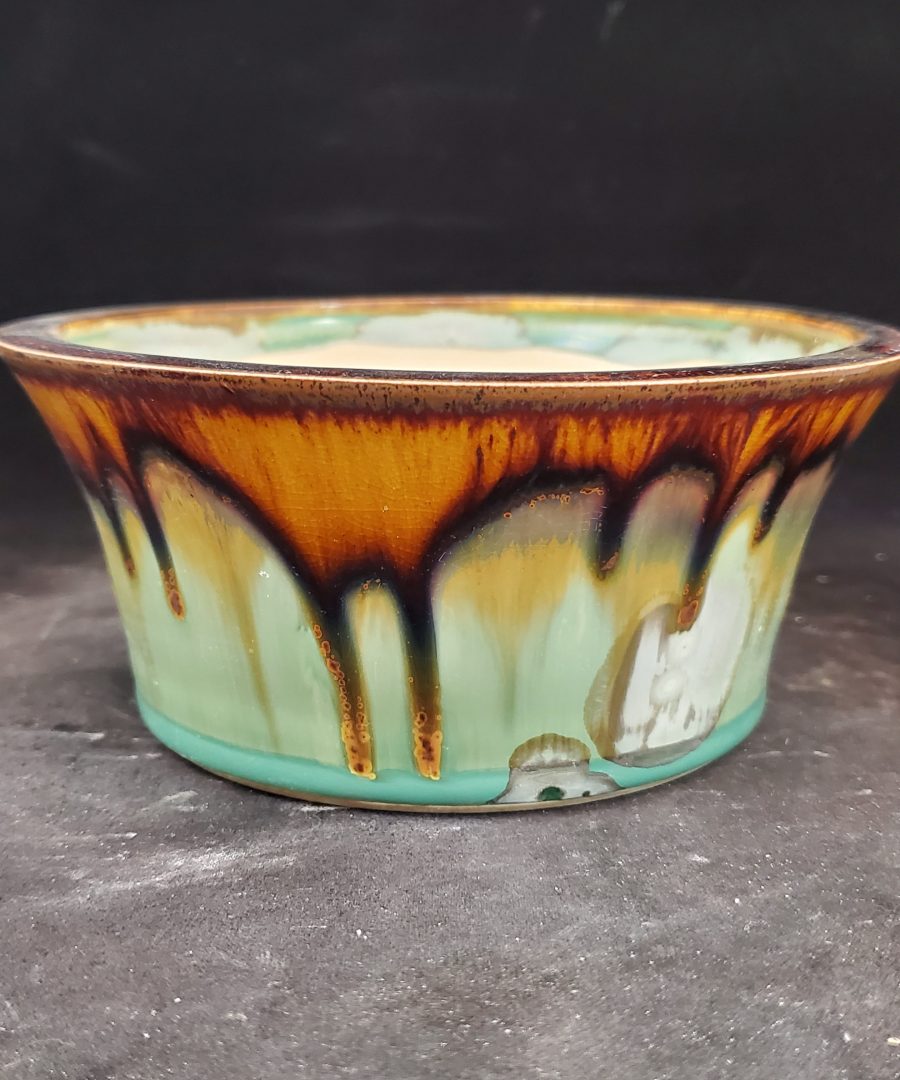 Lava-flow Dripped Crackle-glazed Ceramic Bonsai Pot