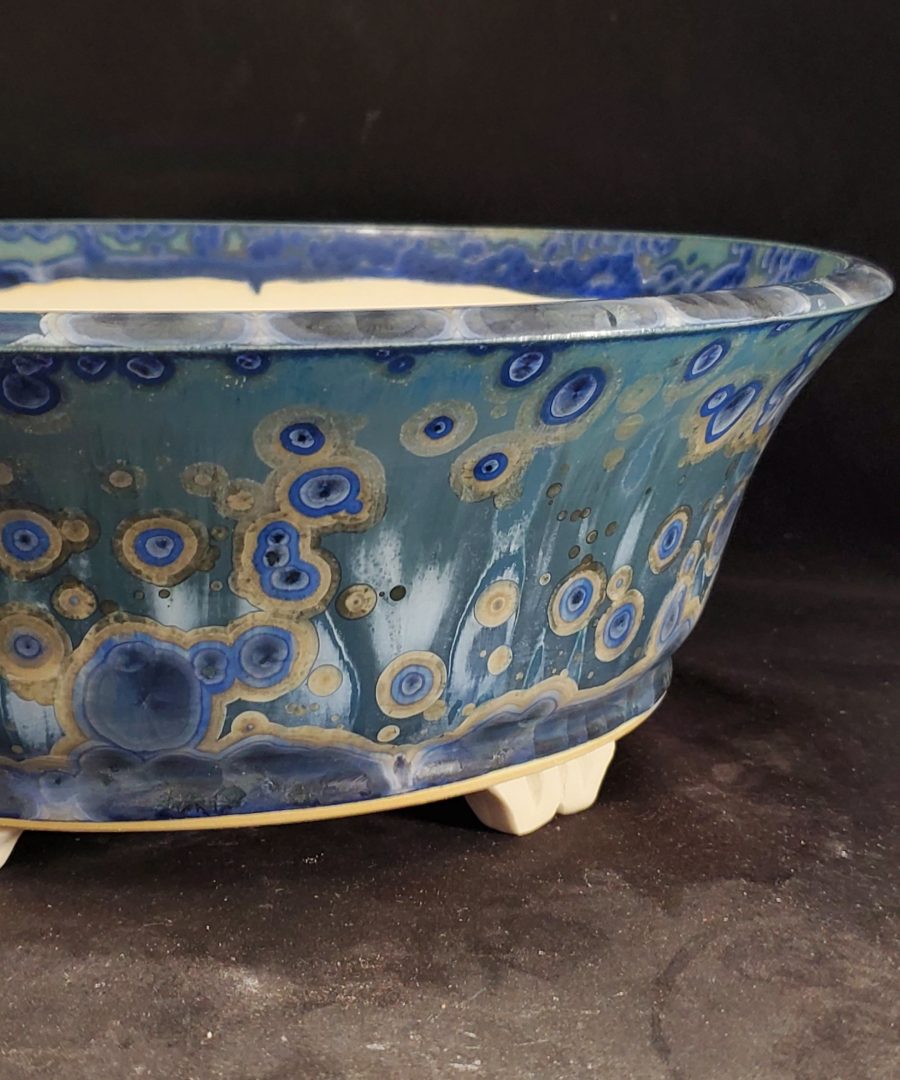 Concentric-ring Motif Ceramic Bonsai Pot