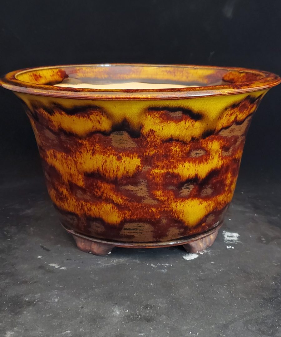 Marbled Gradient Glaze Footed Ceramic Bonsai Pot