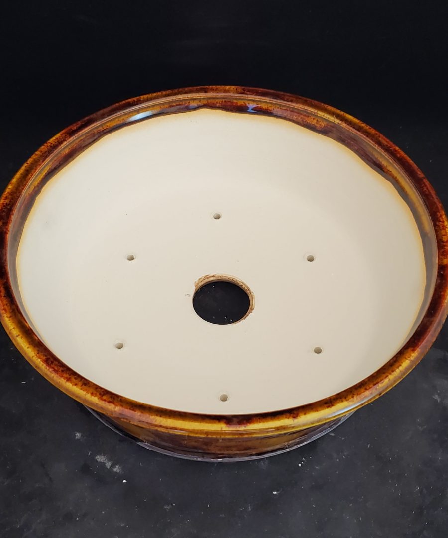 Crackle-glazed Marbled Ceramic Bonsai Pot