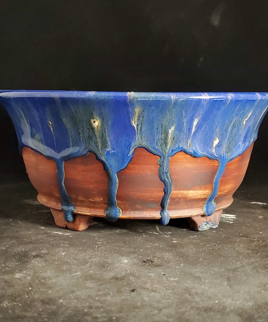 Lava-flow Dripped Ceramic Footed Bonsai Pot