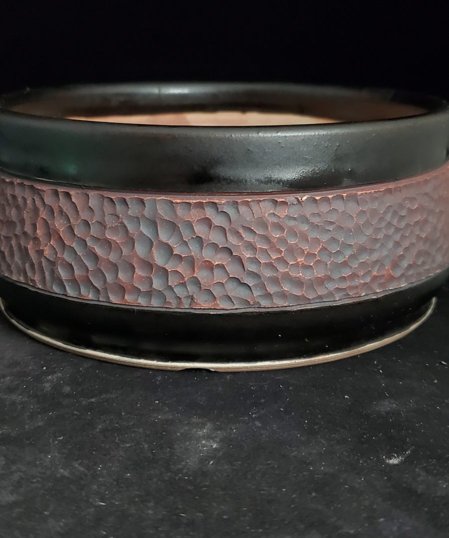 Fish-scale Metal Banded Ceramic Bonsai Pot
