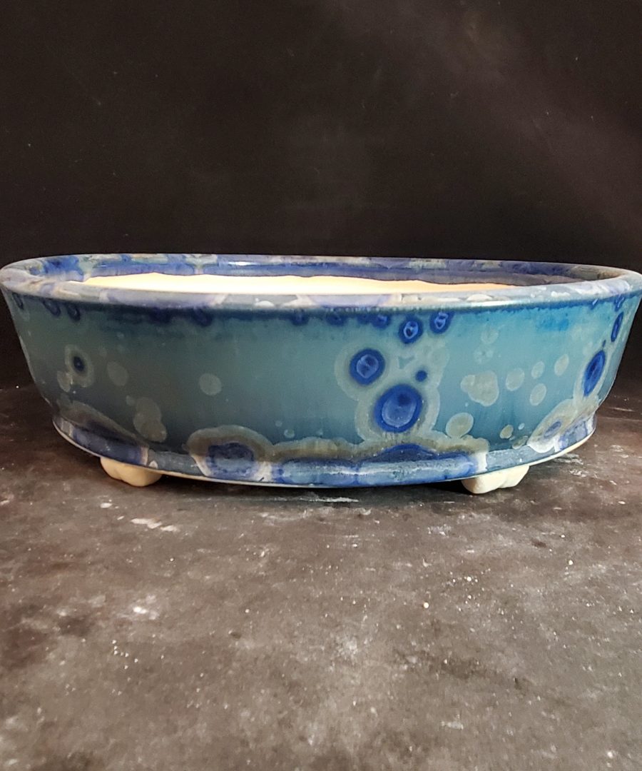 Organic-bubble Motif Footed Ceramic Bonsai Pot