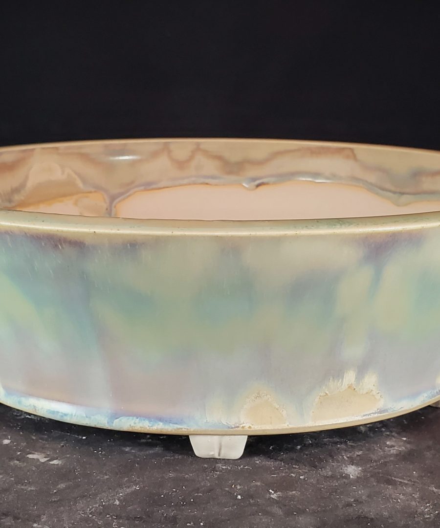 Marbled Dripped Glaze Ceramic Footed Bonsai Pot