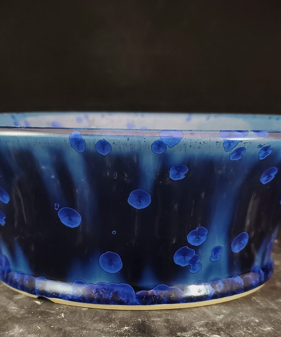 Organic-blob Patterned Flared-rim Ceramic Bonsai Pot