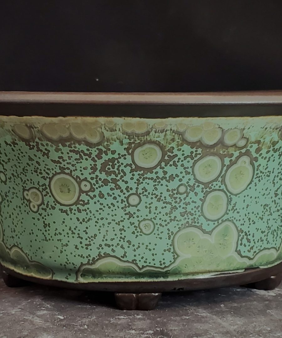 Spotted-circular Motif Footed Ceramic Bonsai Pot