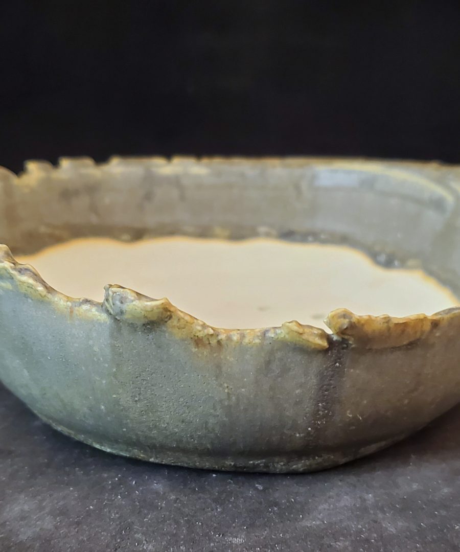 Serrated-rim Ceramic Bonsai Pot