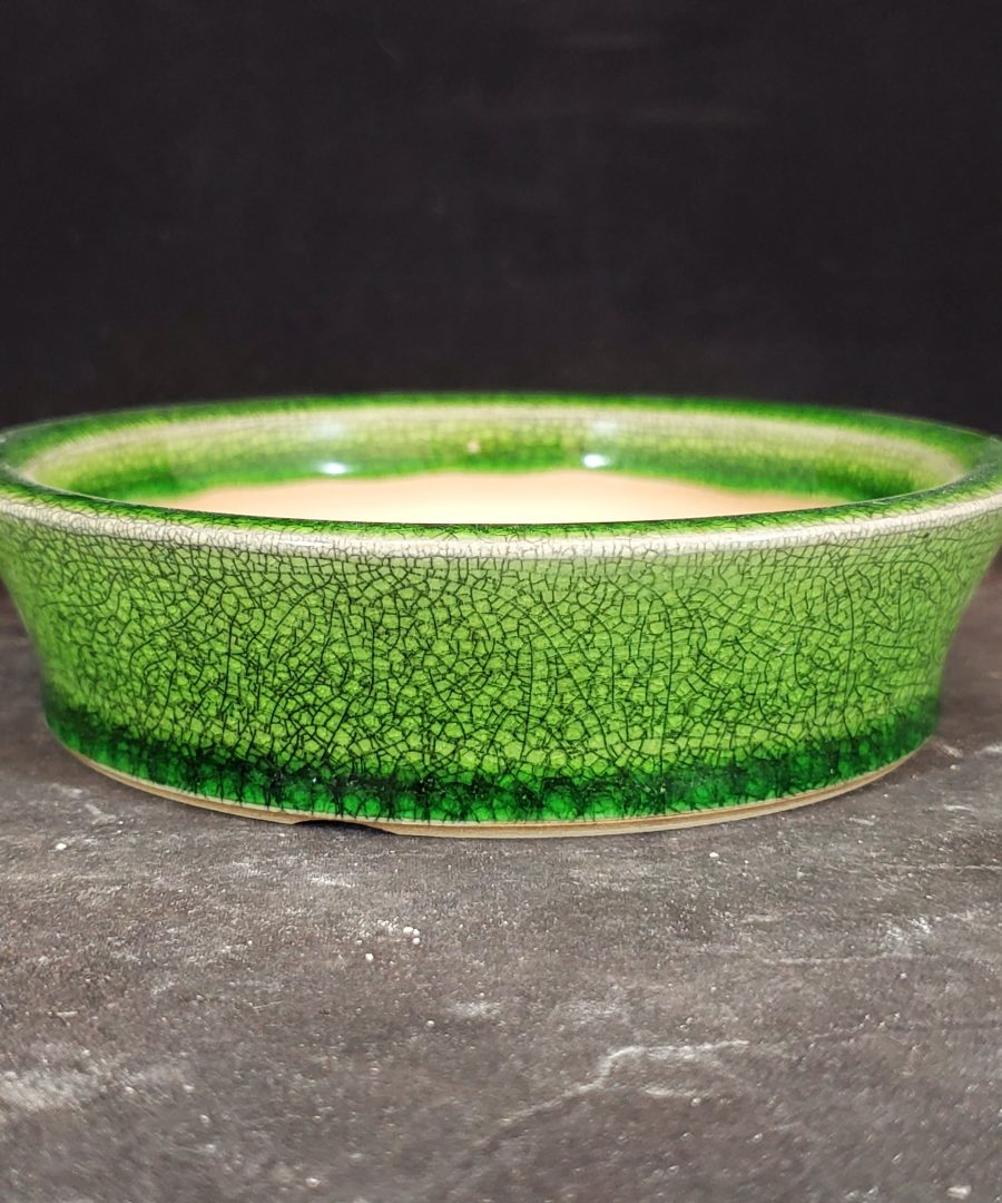 Crackle-glaze Rimmed Ceramic Bonsai Pot