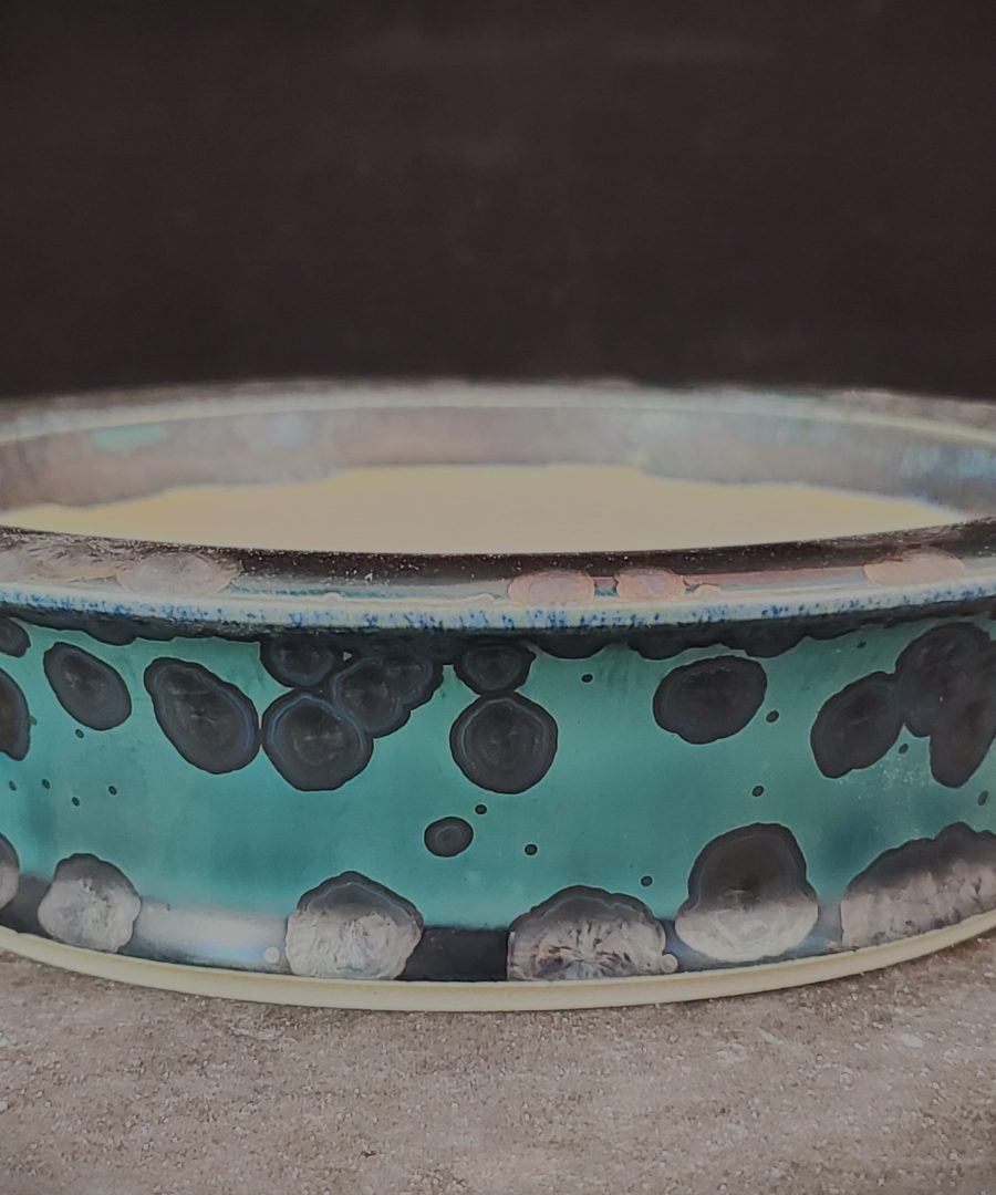 Abstract-blob Patterned Ceramic Bonsai Pot
