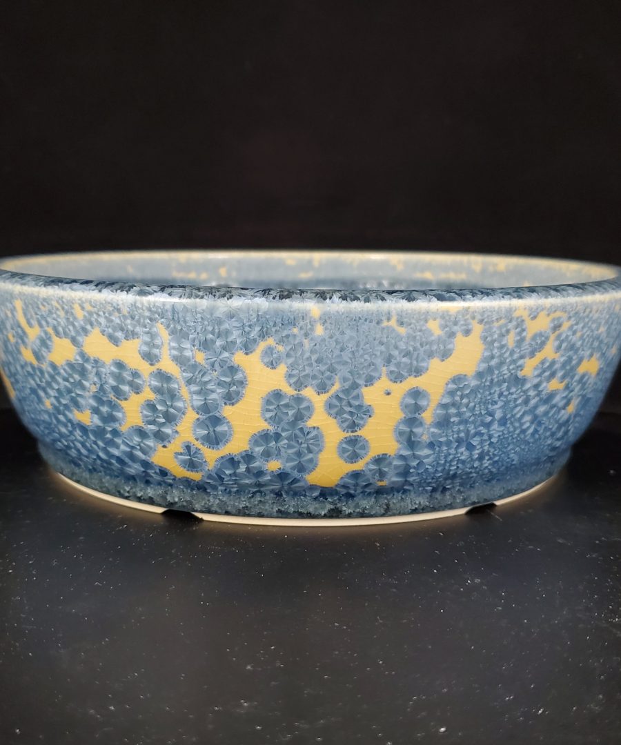 Crystalline-floral Ceramic Bonsai Pot