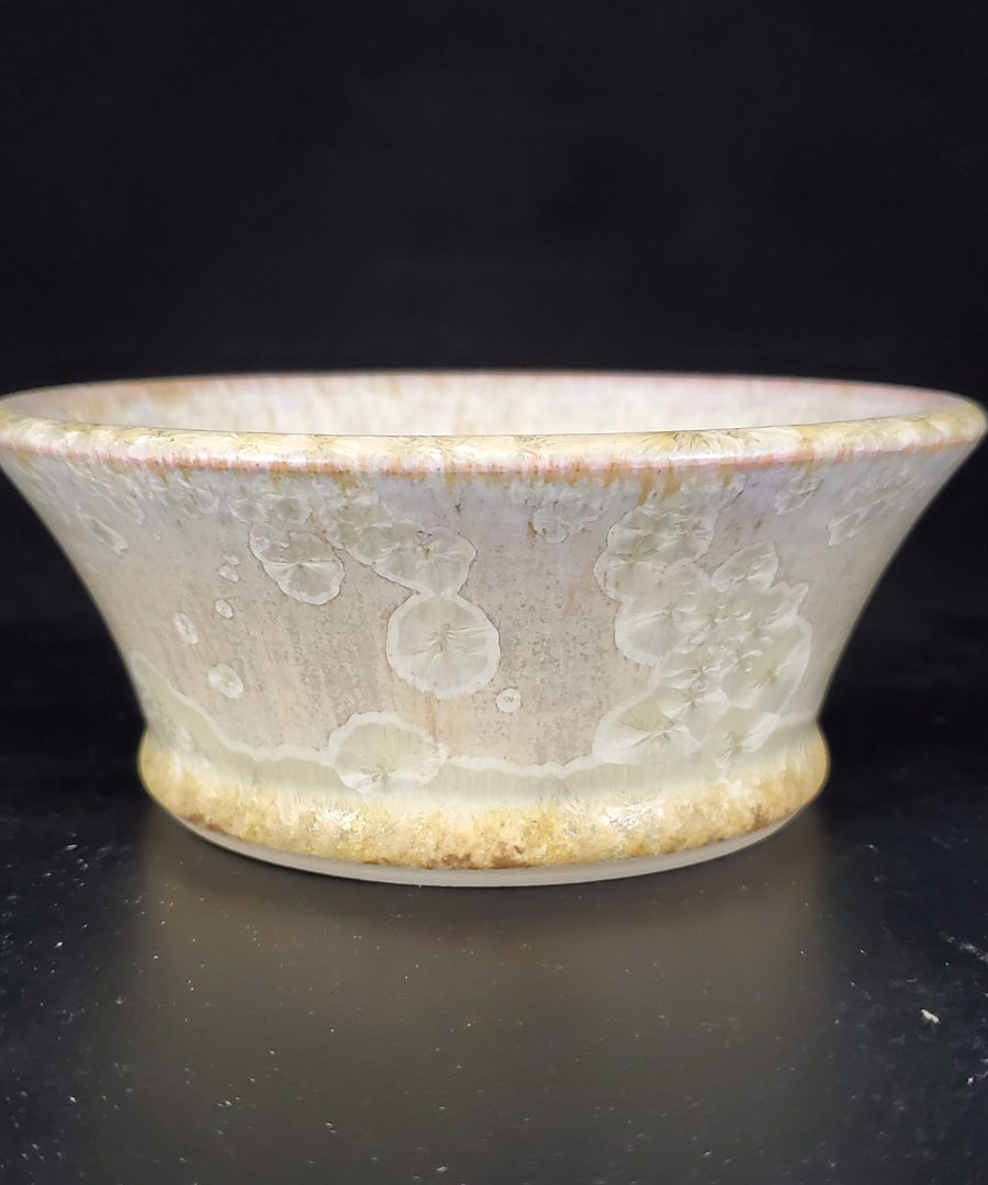 Crystalline-motif Flared-rim Ceramic Bonsai Pot