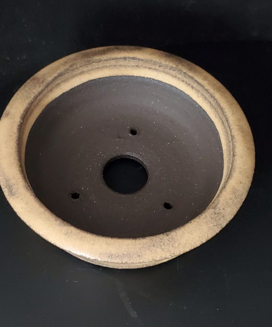 Rustic-textured Flared-rim Ceramic Bonsai Pot