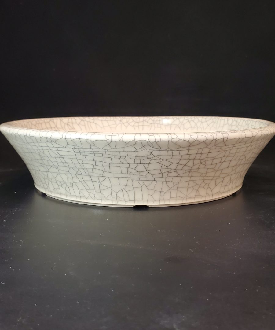 Crackle-glaze Flared-rim Ceramic Bonsai Pot