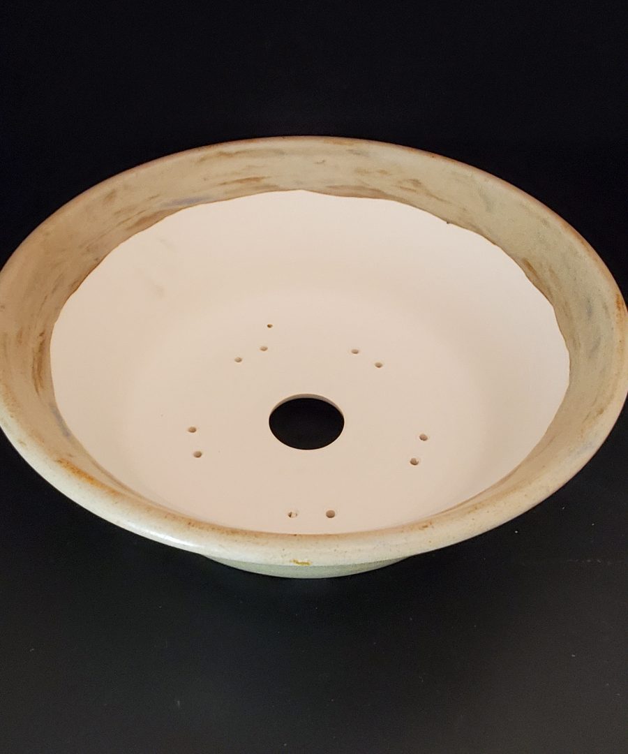 Brushstroke-glazed Ceramic Bonsai Pot with Foot Supports