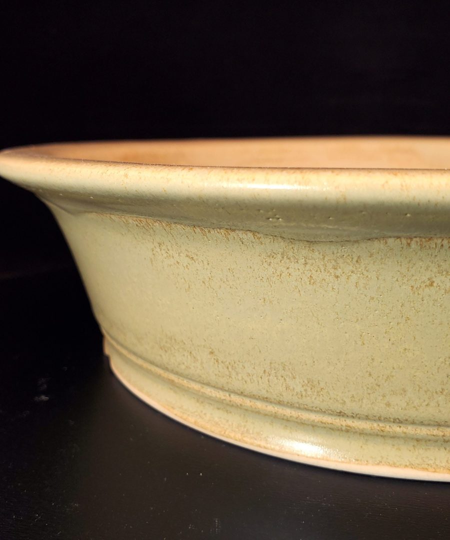 Handwritten-motif Speckled Ceramic Footed Bonsai Pot