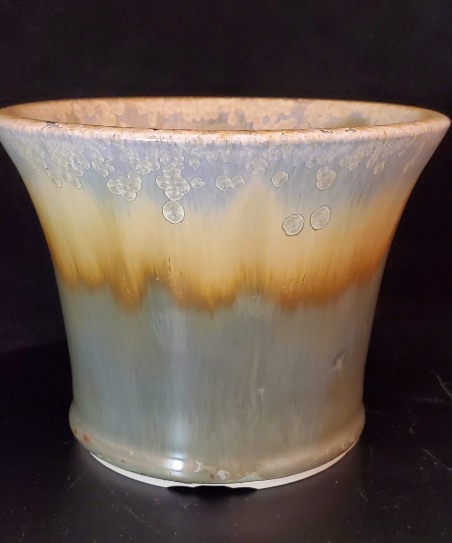 Crystalline-textured Flared Ceramic Bonsai Pot