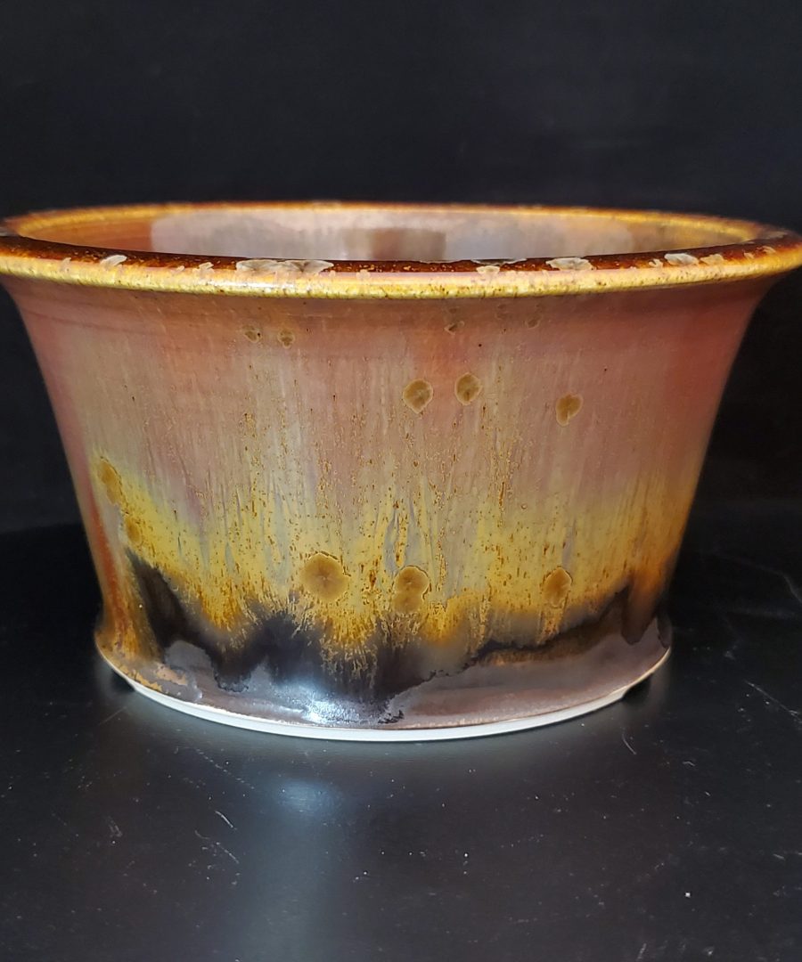 Artisanal-glaze Flared Ceramic Bonsai Pot