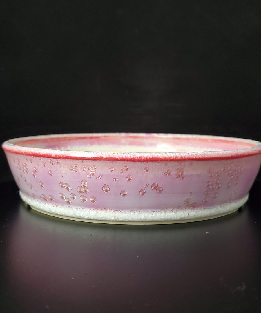 Crystalline-rim Spotted Glaze Ceramic Bonsai Pot