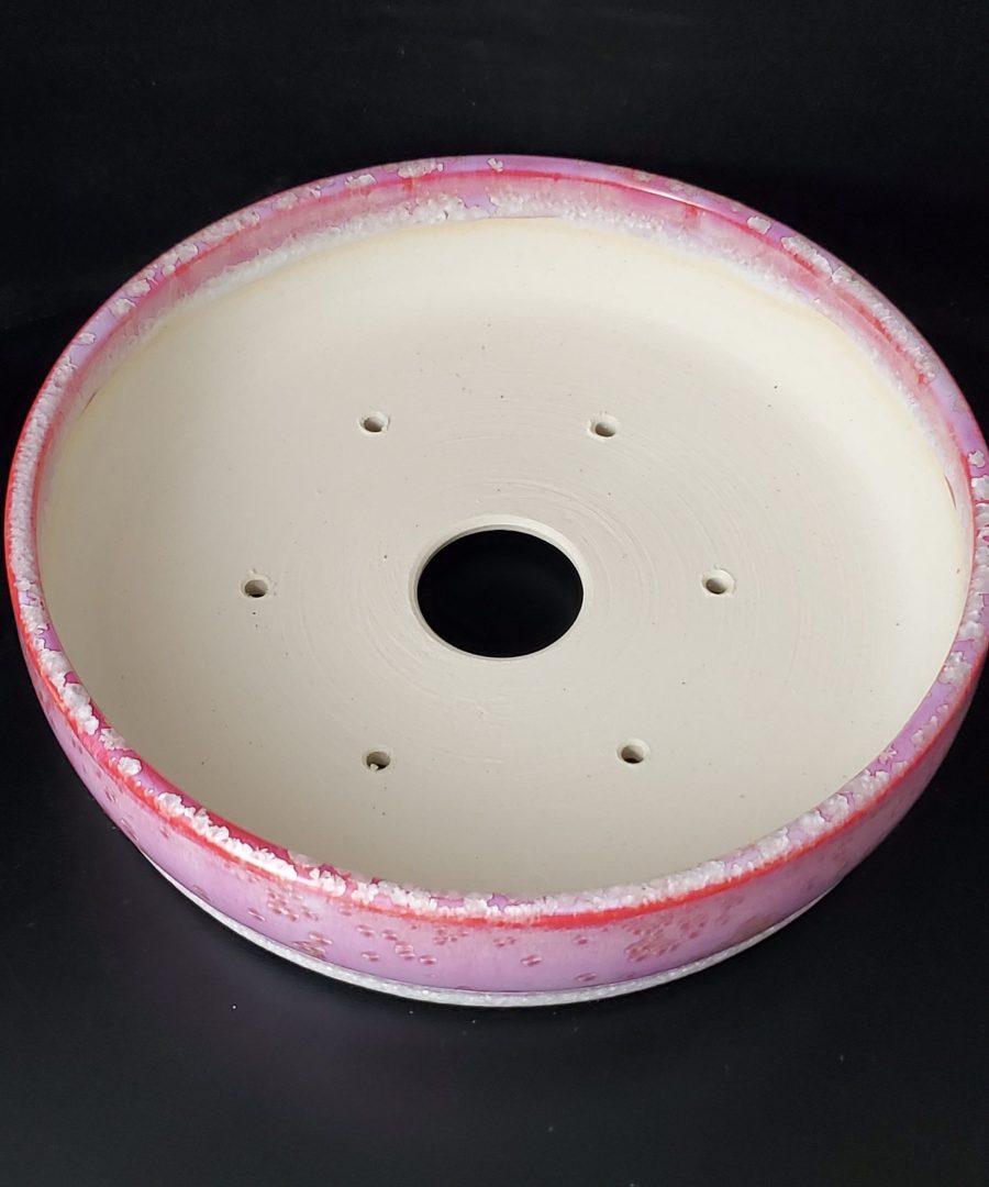 Bubbled-patterned Crystalline-rim Ceramic Bonsai Pot