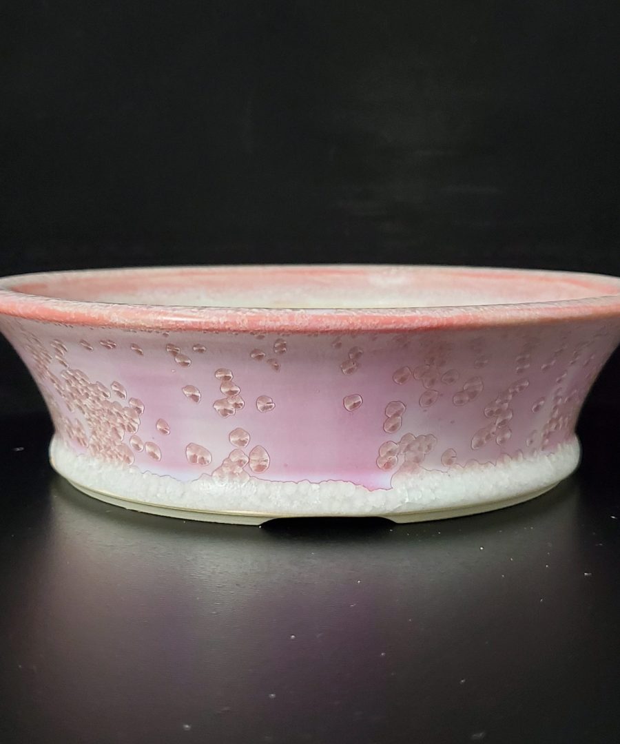 Bubbly-textured Flared-rim Ceramic Bonsai Pot
