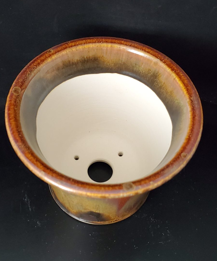 Dripped-marbled Flared-rim Ceramic Bonsai Pot