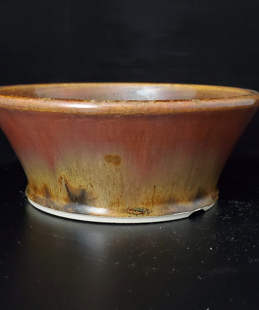 Organic-marbled Flared Ceramic Bonsai Pot