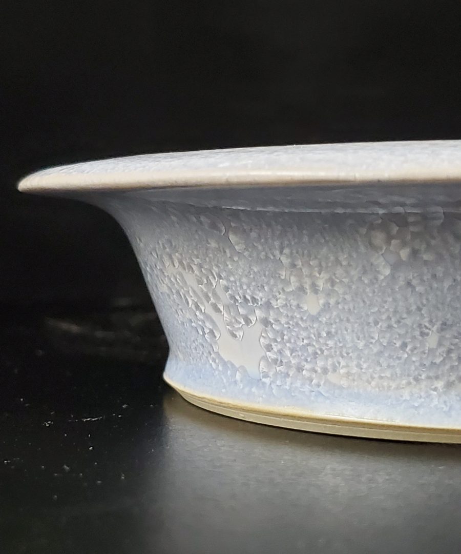 Bubbled-crystalline Glaze Flared-rim Ceramic Bonsai Pot