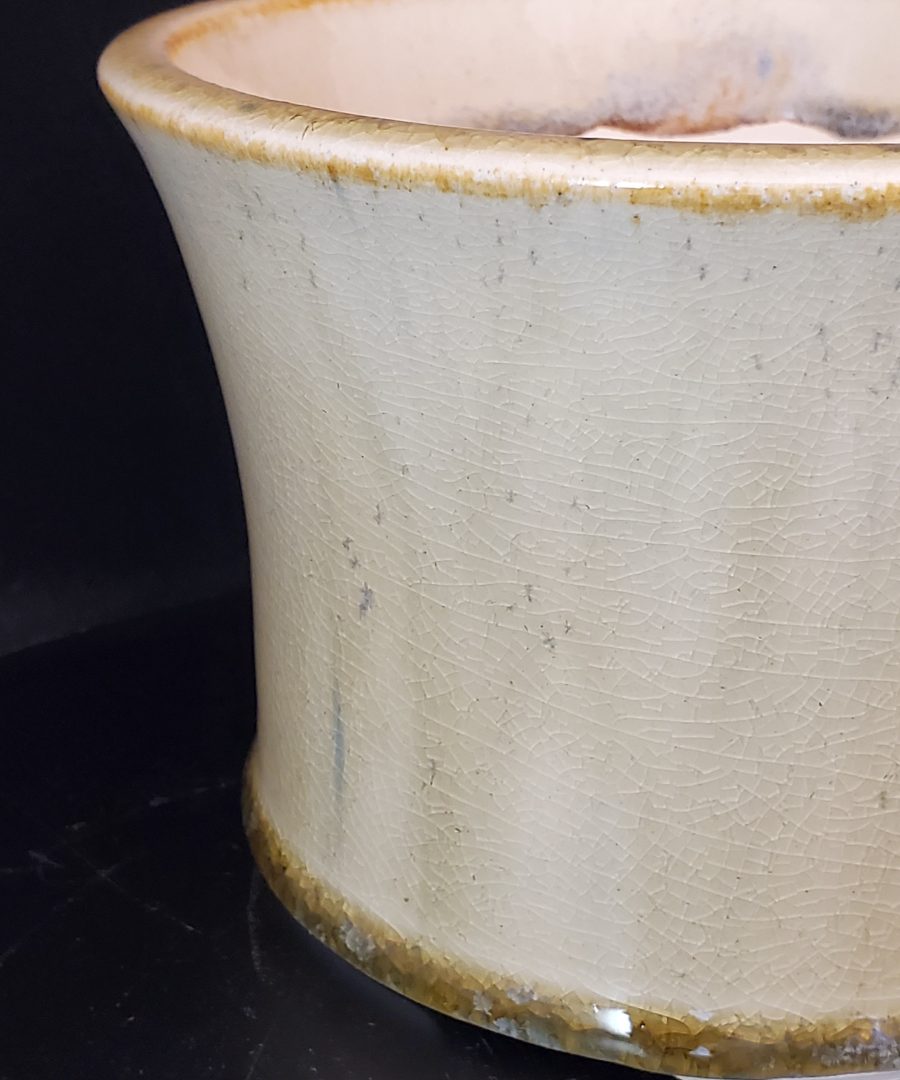 Golden-rimmed Crackled-glaze Ceramic Bonsai Pot