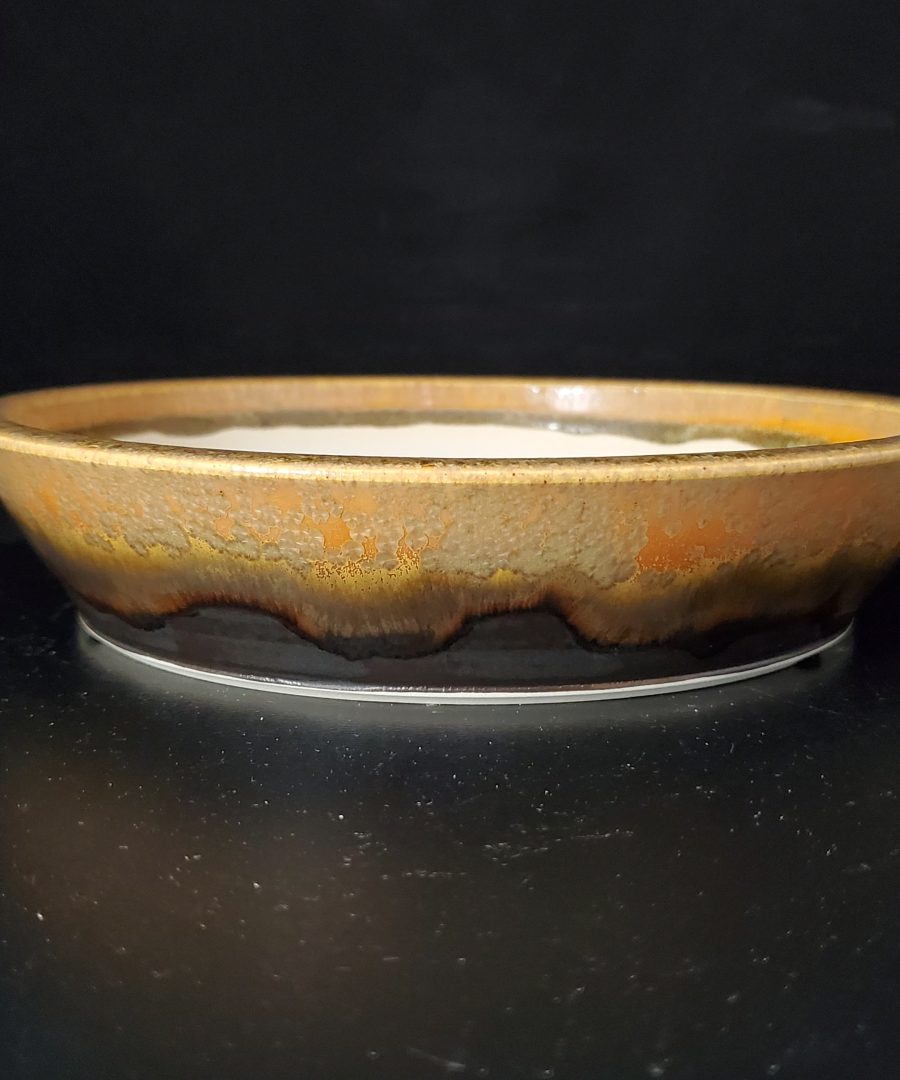 Crackled-gradient Ceramic Bonsai Pot