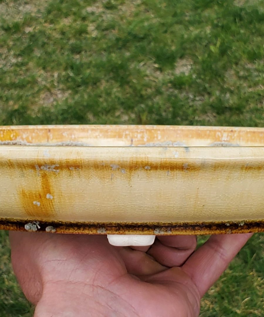 Crackled-marbled Glaze Oval Ceramic Bonsai Pot