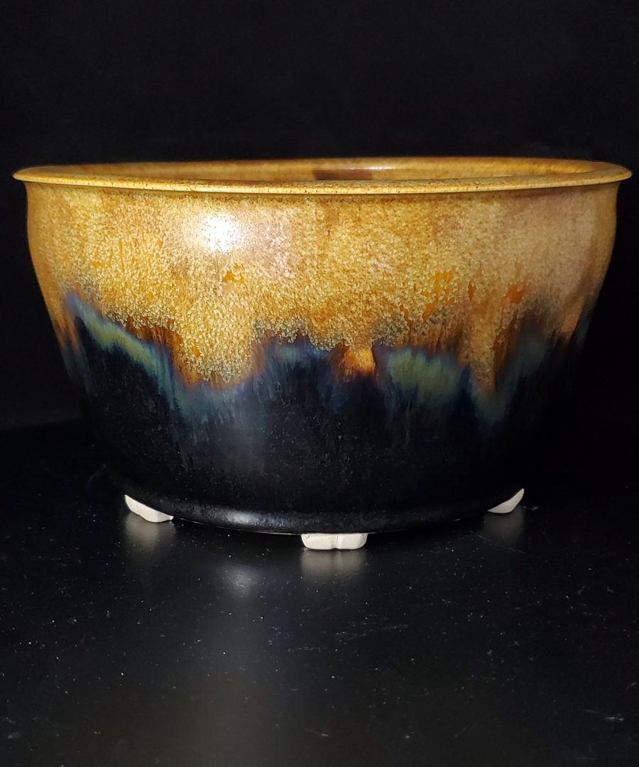 Speckled-crystalline Gradient Flared-rim Ceramic Bonsai Pot