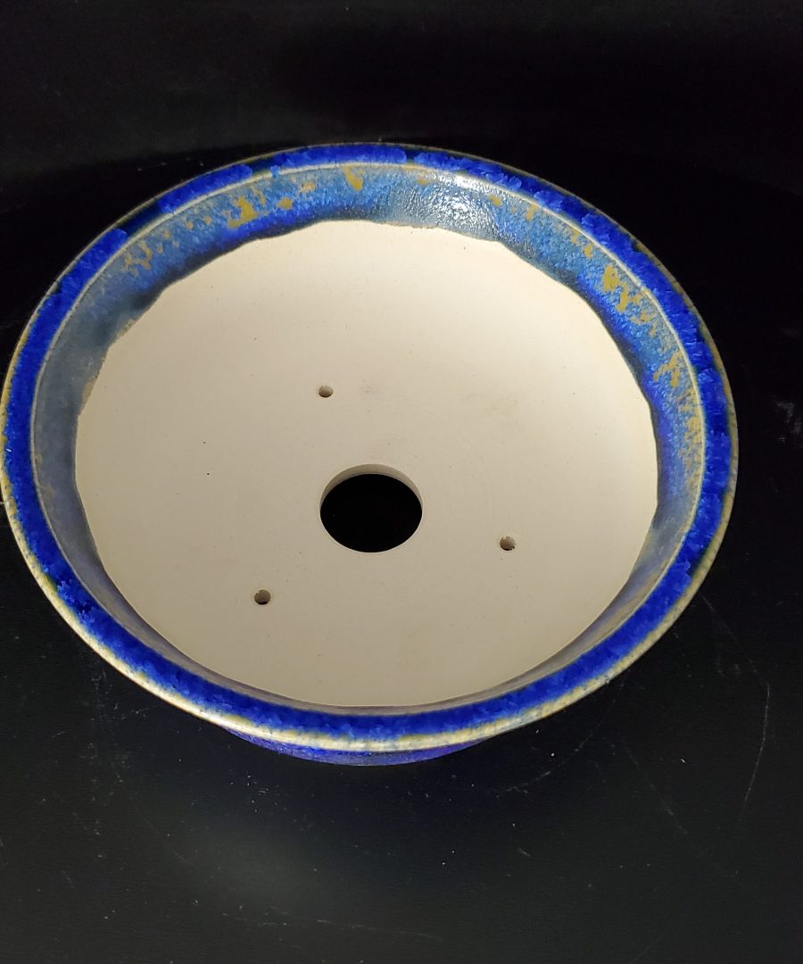 Crackled-glaze Flared Ceramic Bonsai Pot with Drainage Holes